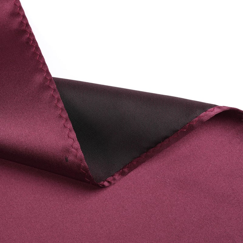 fortunatever Mens Solid Satin Pocket Square(Burgundy Red) - Image 2